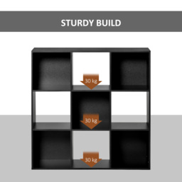 HOMCOM 3-tier 9 Cubes Storage Unit Particle Board Cabinet Bookcase Organiser Home Office Shelves Black - Aosom UK - thumbnail 7