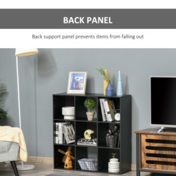 HOMCOM 3-tier 9 Cubes Storage Unit Particle Board Cabinet Bookcase Organiser Home Office Shelves Black - Aosom UK - thumbnail 6