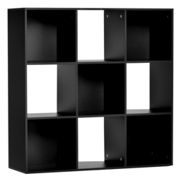 HOMCOM 3-tier 9 Cubes Storage Unit Particle Board Cabinet Bookcase Organiser Home Office Shelves Black - Aosom UK - thumbnail 1