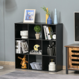 HOMCOM 3-tier 9 Cubes Storage Unit Particle Board Cabinet Bookcase Organiser Home Office Shelves Black - Aosom UK - thumbnail 9