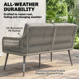 Outsunny Rattan Garden Furniture Set, 4 Piece Outdoor Patio Furniture with Tempered Glass Table and Chairs, Indoor Balcony Conservatory Set - thumbnail 6