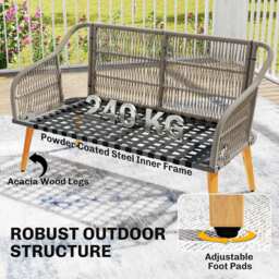 Outsunny 4 Piece Rattan Garden Furniture Set with Loveseat, Armchairs, Wood Table, Wicker Patio Conversation Set, Cream White - thumbnail 6