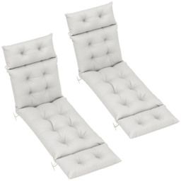 Outsunny Sun Lounger Cushions Only, 190x56x10cm Garden Lounge Chair Cushions Set of 2, UPF20+ 220gsm Fabric, Thick Sunbed Replacement Cushions with 6 Ties, Light Grey - thumbnail 1