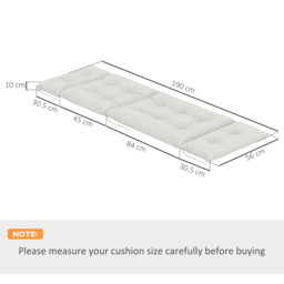 Outsunny Sun Lounger Cushions Only, 190x56x10cm Garden Lounge Chair Cushions Set of 2, UPF20+ 220gsm Fabric, Thick Sunbed Replacement Cushions with 6 Ties, Light Grey - thumbnail 3