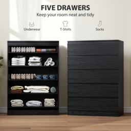 HOMCOM Chest of Drawers, 5 Drawer Dresser, Modern Storage Cabinet with 5 Drawers, for Bedroom, Living Room, Black - thumbnail 4