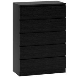 HOMCOM Chest of Drawers, 5 Drawer Dresser, Modern Storage Cabinet with 5 Drawers, for Bedroom, Living Room, Black