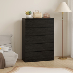 HOMCOM Chest of Drawers, 5 Drawer Dresser, Modern Storage Cabinet with 5 Drawers, for Bedroom, Living Room, Black - thumbnail 7