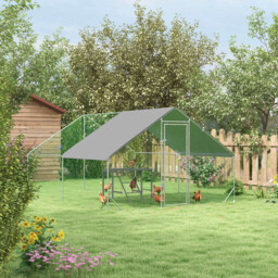 PawHut Walk In Chicken Run with Chicken Activity Shelf and Cover, 3 x 4 x 2m - thumbnail 2