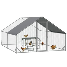 PawHut Walk In Chicken Run with Chicken Activity Shelf and Cover, 3 x 4 x 2m - thumbnail 1