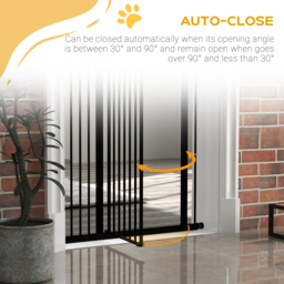 PawHut Adjustable Safety Barrier, Metal Pet Gate with Auto-Lock & No-Drill Installation, for Doorways & Stairways, 74-94cm, Black - Aosom UK - thumbnail 5
