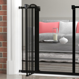 PawHut Adjustable Safety Barrier, Metal Pet Gate with Auto-Lock & No-Drill Installation, for Doorways & Stairways, 74-94cm, Black - Aosom UK - thumbnail 9