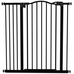 PawHut Adjustable Safety Barrier, Metal Pet Gate with Auto-Lock & No-Drill Installation, for Doorways & Stairways, 74-94cm, Black - Aosom UK