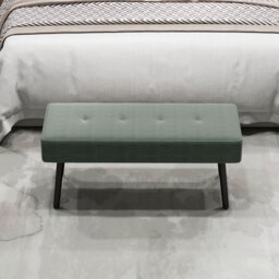 HOMCOM End of Bed Bench, Corduroy Bedroom Bench with Thick Padding and Steel Legs, Tufted Window Seat for Entryway, Living Room, Green - thumbnail 8