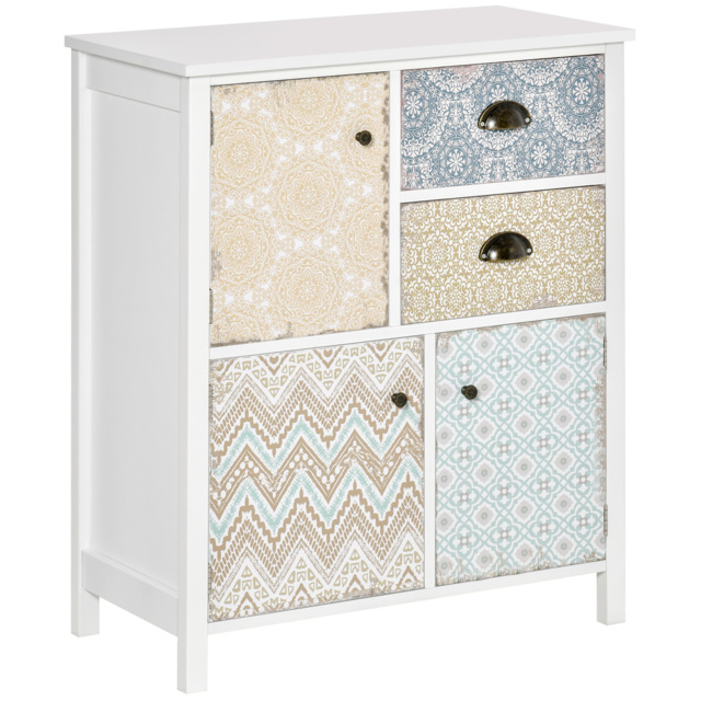 HOMCOM Shabby Chic Sideboard, Multi-Purpose Drawer Table, Storage Chest for Entryway or Living Room, Bedroom Furniture Organiser Unit - image 1