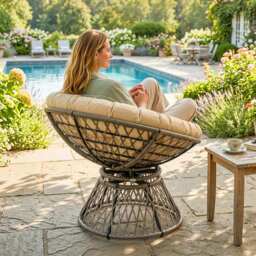 Outsunny Rattan Moon Chair, 360° Swivel Outdoor Wicker Chair with Soft Cushion, Weatherproof, UV Resistance, Grey - Aosom UK - thumbnail 8