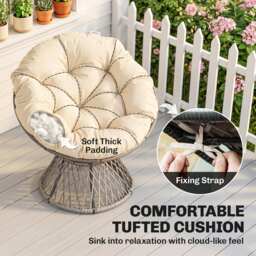 Outsunny Rattan Moon Chair, 360° Swivel Outdoor Wicker Chair with Soft Cushion, Weatherproof, UV Resistance, Grey - Aosom UK - thumbnail 6