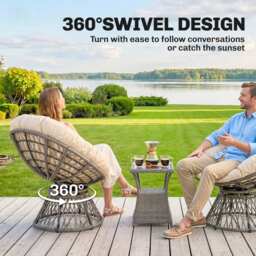 Outsunny Rattan Moon Chair, 360° Swivel Outdoor Wicker Chair with Soft Cushion, Weatherproof, UV Resistance, Grey - Aosom UK - thumbnail 4