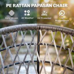 Outsunny Rattan Moon Chair, 360° Swivel Outdoor Wicker Chair with Soft Cushion, Weatherproof, UV Resistance, Grey - Aosom UK - thumbnail 5