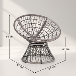 Outsunny Rattan Moon Chair, 360° Swivel Outdoor Wicker Chair with Soft Cushion, Weatherproof, UV Resistance, Grey - Aosom UK - thumbnail 3