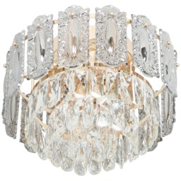 HOMCOM Chandelier Ceiling Light, 3-Light Vintage Flush Mount Fixture with Dual Crystal and Smoke Glass Shade, LED Ceiling Light for Living Room Bedroom, 3 E27 Sockets, Bulbs Not Included, Gold Tone - thumbnail 9
