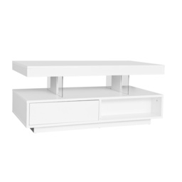 LED Coffee Table with 2 Drawer Storage with High Gloss Top and 16-Colour LED Lights, Modern Living Room Centerpiece, 95x50x42.5 cm, White - Aosom.UK - thumbnail 2
