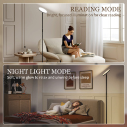 HOMCOM RGB Uplighter Floor Lamp, Tall Dimmable Standing Lamp with Remote & Touch Control, 350° Rotatable Head for Living Room Bedroom, 2700K-6000K Colour Temperatures, Black - thumbnail 8