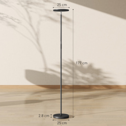 HOMCOM RGB Uplighter Floor Lamp, Tall Dimmable Standing Lamp with Remote & Touch Control, 350° Rotatable Head for Living Room Bedroom, 2700K-6000K Colour Temperatures, Black - thumbnail 3
