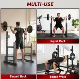 SPORTNOW Adjustable Squat Rack with Plate Holders, 300 kg Load - thumbnail 4