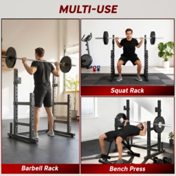 SPORTNOW Adjustable Squat Rack with Plate Holders, 300 kg Load - thumbnail 4
