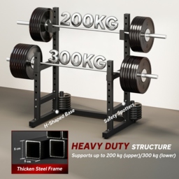 SPORTNOW Adjustable Squat Rack with Plate Holders, 300 kg Load - thumbnail 6
