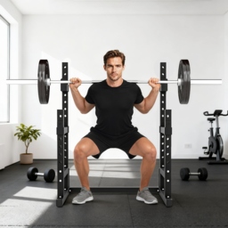 SPORTNOW Adjustable Squat Rack with Plate Holders, 300 kg Load - thumbnail 8