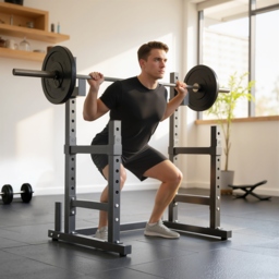 SPORTNOW Adjustable Squat Rack with Plate Holders, 300 kg Load - thumbnail 2