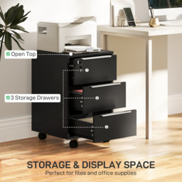 HOMCOM Three-Drawer Locking Filing Cabinet - Black - thumbnail 4