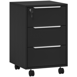 HOMCOM Three-Drawer Locking Filing Cabinet - Black - thumbnail 1