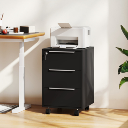 HOMCOM Three-Drawer Locking Filing Cabinet - Black - thumbnail 8