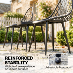 Outsunny 3-Piece Outdoor Bistro Set with 2 Chairs and Round Table for Garden, Balcony, Porch, Black - thumbnail 5