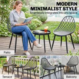 Outsunny 3-Piece Outdoor Bistro Set with 2 Chairs and Round Table for Garden, Balcony, Porch, Black - thumbnail 7