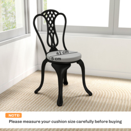 Outsunny Outdoor Bistro Chair Cushions Set of 4 with Removable Cover, 41 x 41 x 5 cm Round Seat Cushions with Ties, Light Grey - thumbnail 3