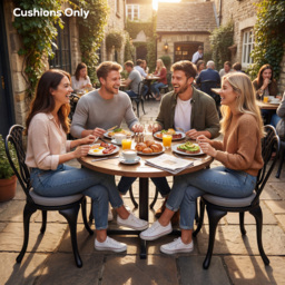Outsunny Outdoor Bistro Chair Cushions Set of 4 with Removable Cover, 41 x 41 x 5 cm Round Seat Cushions with Ties, Light Grey - thumbnail 9
