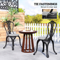 Outsunny Outdoor Bistro Chair Cushions Set of 4 with Removable Cover, 41 x 41 x 5 cm Round Seat Cushions with Ties, Light Grey - thumbnail 6