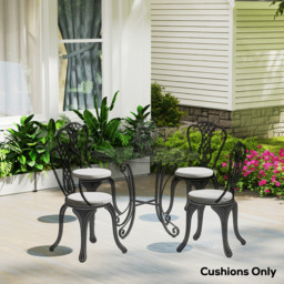 Outsunny Outdoor Bistro Chair Cushions Set of 4 with Removable Cover, 41 x 41 x 5 cm Round Seat Cushions with Ties, Light Grey - thumbnail 2