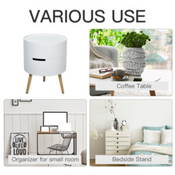 HOMCOM 3-Part Rotating Coffee Table, Side End Desk, Night Stand with Storage Organiser, Detachable Tray, White. - Aosom UK - thumbnail 7