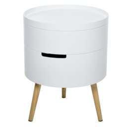 HOMCOM 3-Part Rotating Coffee Table, Side End Desk, Night Stand with Storage Organiser, Detachable Tray, White. - Aosom UK