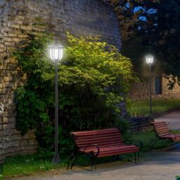 Outsunny 1.77m Tall Free-Standing ABS Garden Solar LED Lamp Post Black - Aosom UK - thumbnail 2