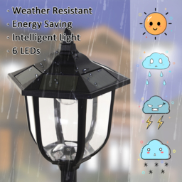 Outsunny 1.77m Tall Free-Standing ABS Garden Solar LED Lamp Post Black - Aosom UK - thumbnail 5