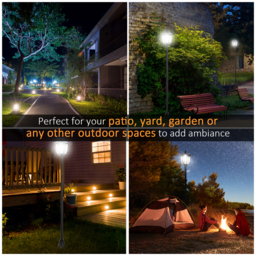 Outsunny 1.77m Tall Free-Standing ABS Garden Solar LED Lamp Post Black - Aosom UK - thumbnail 8