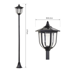 Outsunny 1.77m Tall Free-Standing ABS Garden Solar LED Lamp Post Black - Aosom UK - thumbnail 3