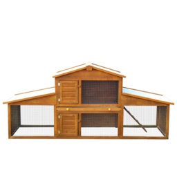 PawHut Small Animal Deluxe XXL Fir Wood 2-Tier Hutch Natural Wood Tone - thumbnail 8
