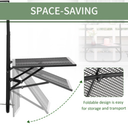 Outsunny Adjustable Folding Balcony Table, Metal Wall Mounted Desk for Patio, Garden, Deck, Black - Aosom UK - thumbnail 5