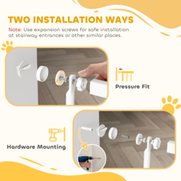 PawHut 180cm Extra Tall Pet Gate with 3.5 cm Narrow Gap, Pressure Mounted No Drilling Cat Gate for Doorways, 76-104cm Width - thumbnail 8